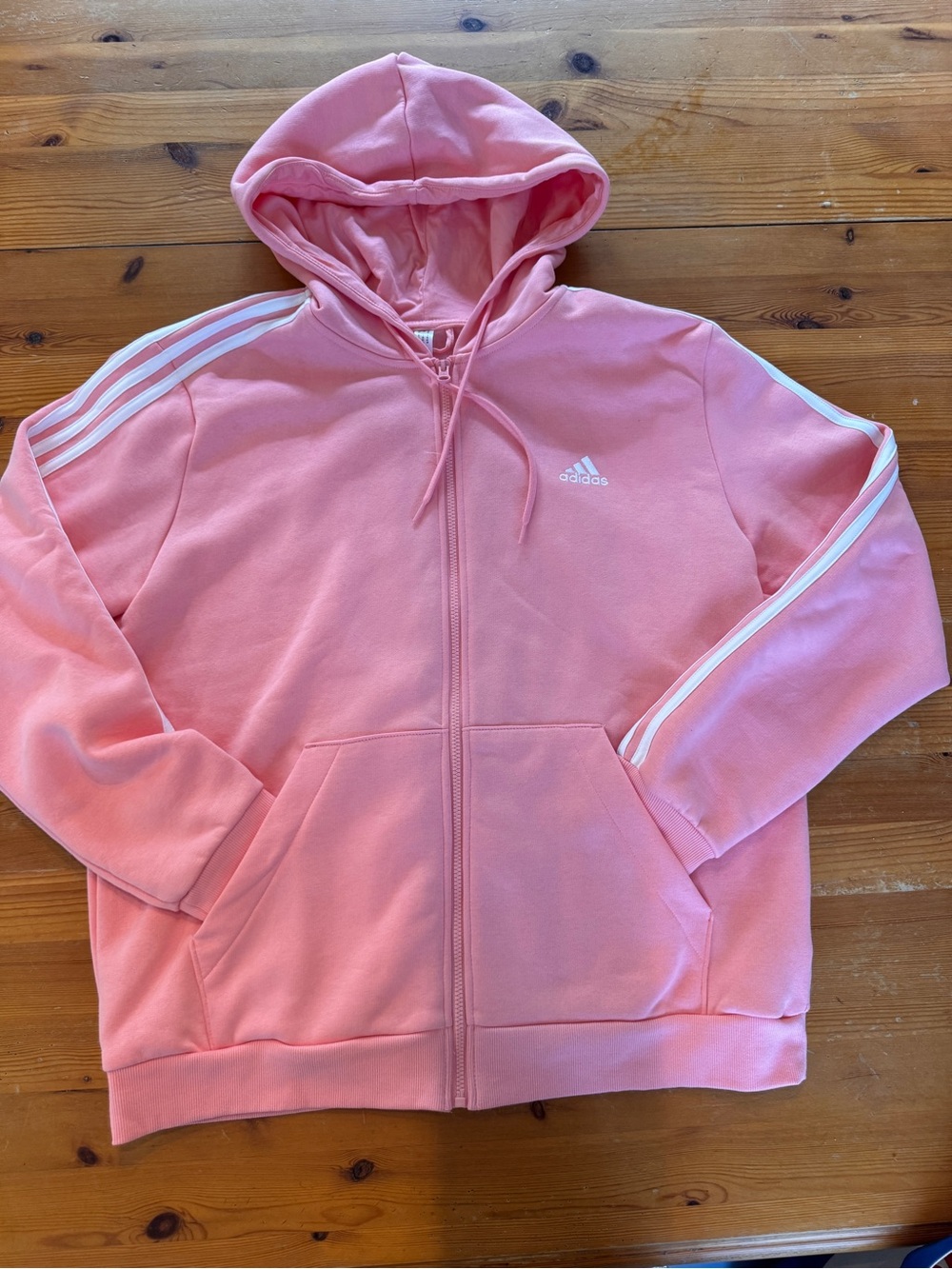 adidas Pink Hooded Zip Jacket with White Logo Tag - Picture 2 of 5